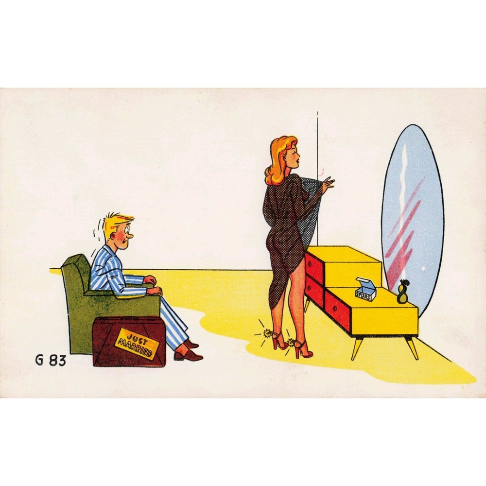 Vintage Comic Postcard Just Married Wedding Night Humor Continental Co G 83